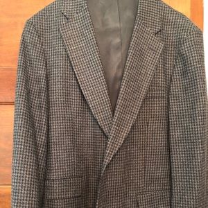 Vintage Men’s Savile Row Wool Blend Blazer - Blue/Black - 44R